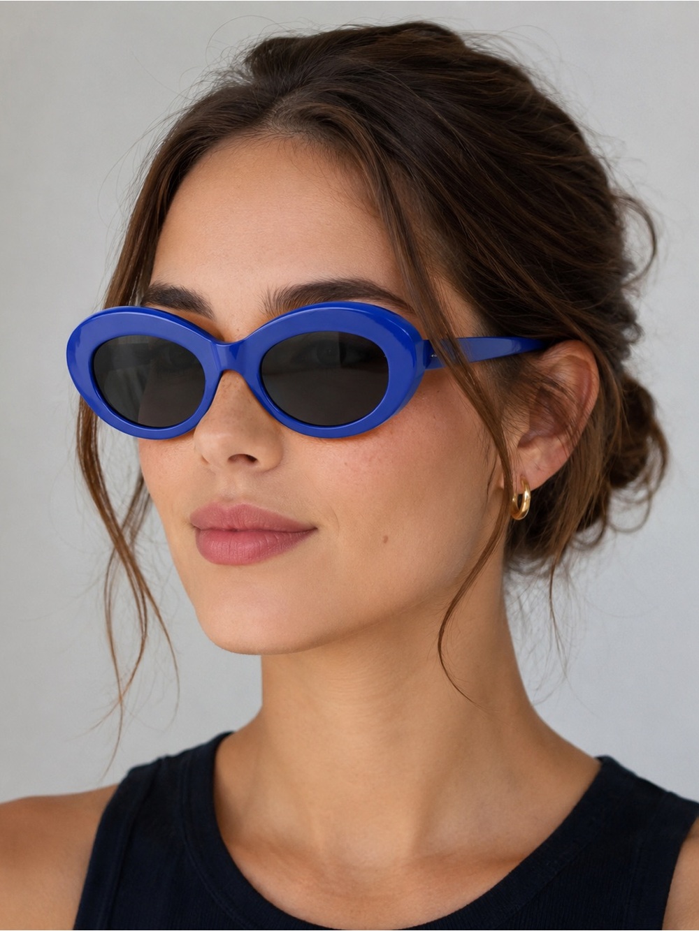 Zara Blue Oval Women's Sunglasses